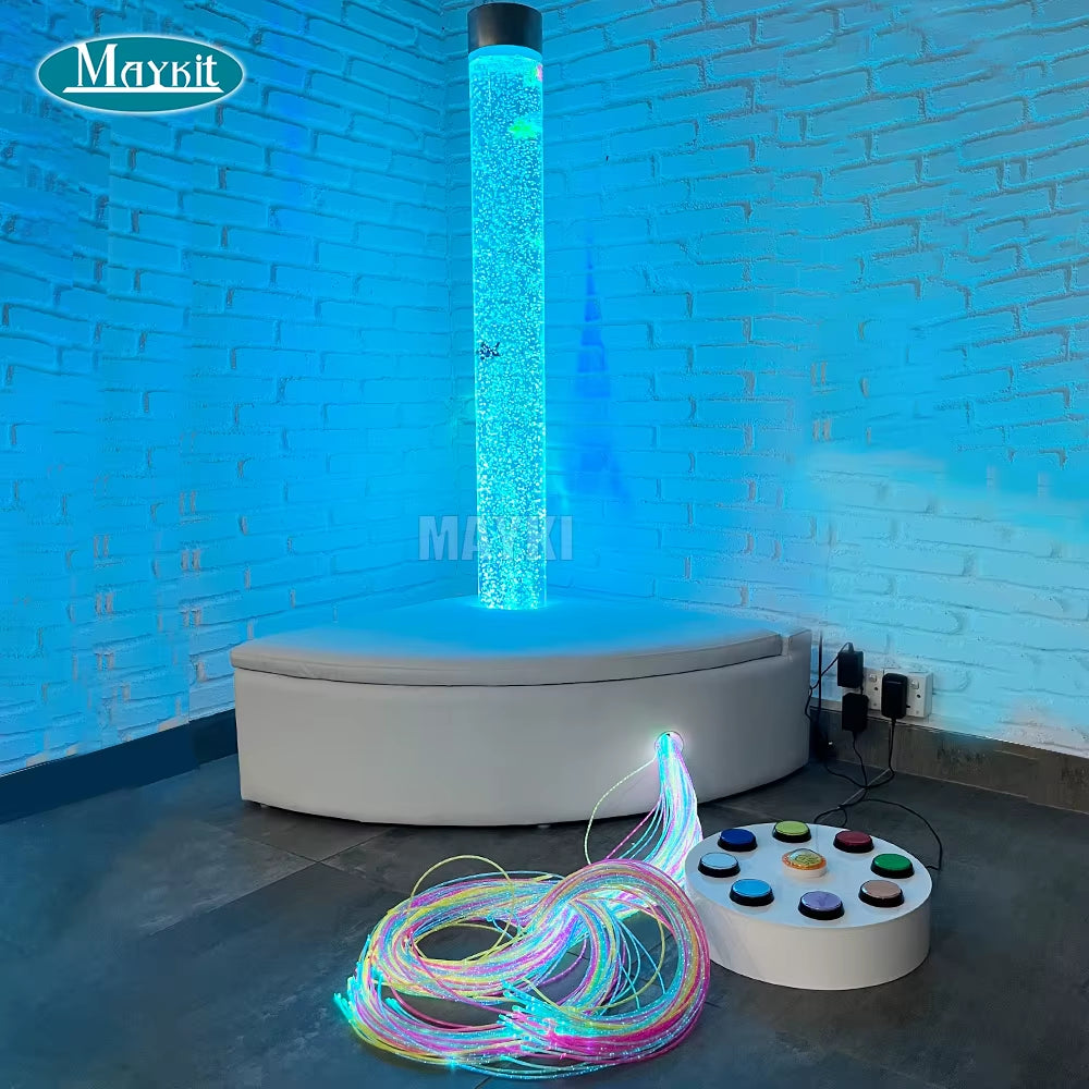 Autism Sensory Therapy Free Standing Rgb Color Control Led Light Fish Lamp Acrylic Water Column Bubble Tube Sensory Equipment