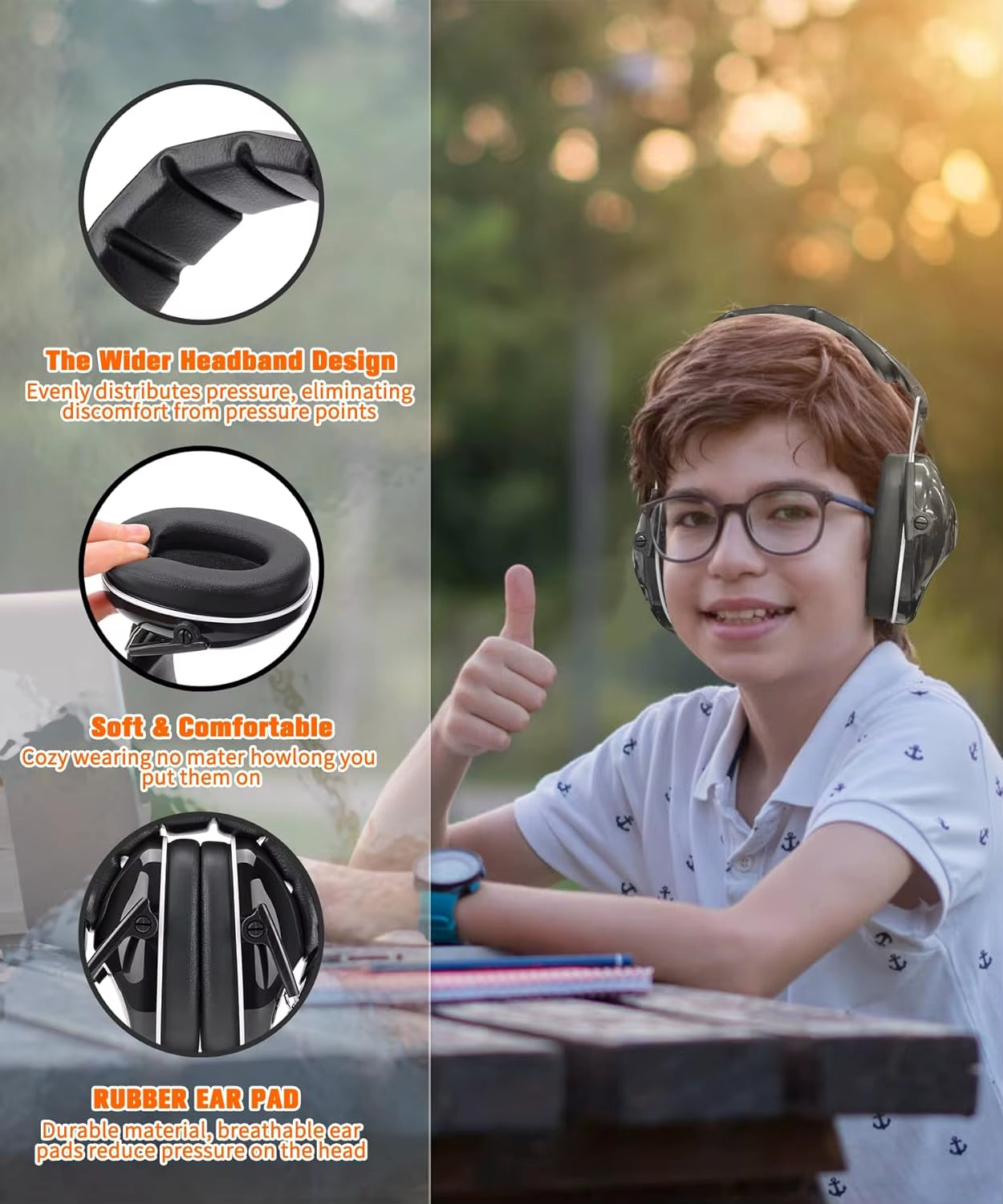 -Noise Cancelling Protectors for Children, Safety Headphones, Soundproof Muffler for Kids, Hearing Protection, Autism