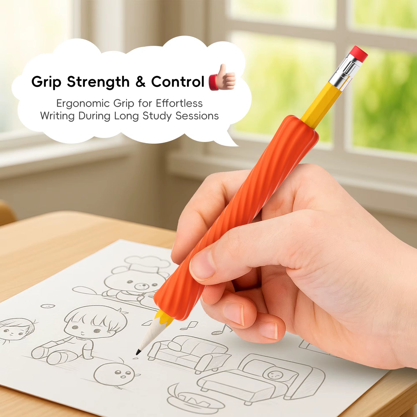 4-Pcs Textured Silicone Pencil Grips–Sensory Fidget Sleeves for Kids& Adults,Adhd &Autism Anxiety Relief