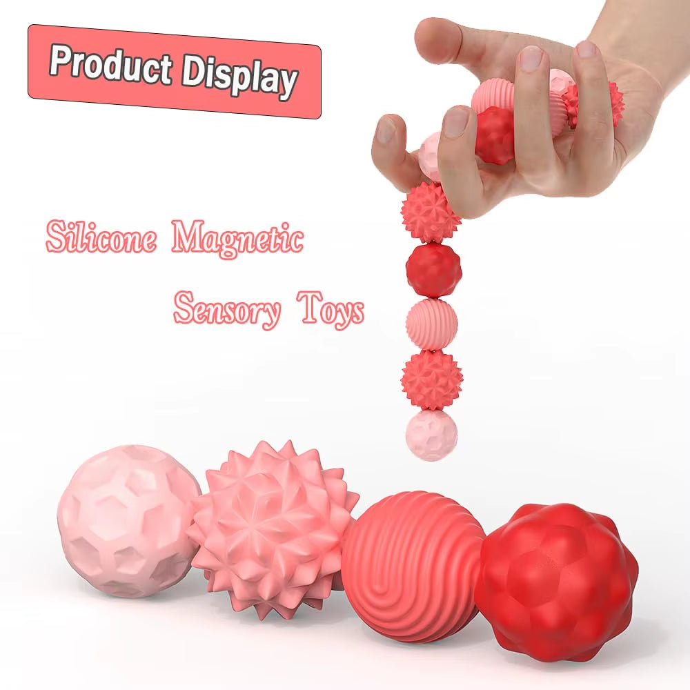 Magnetic Sensory Fidget Balls Silicone Stress Relief Toys for Adults & Teens with Autism ADHD Anxiety Fun Travel Toys Gift