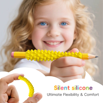 4-Pcs Textured Silicone Pencil Grips–Sensory Fidget Sleeves for Kids& Adults,Adhd &Autism Anxiety Relief