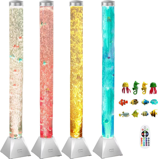 4FT Silver Sensory Bubble Tube Floor Lamp - Simulated Aquarium Mood Light for Home, Office, Autism Therapy
