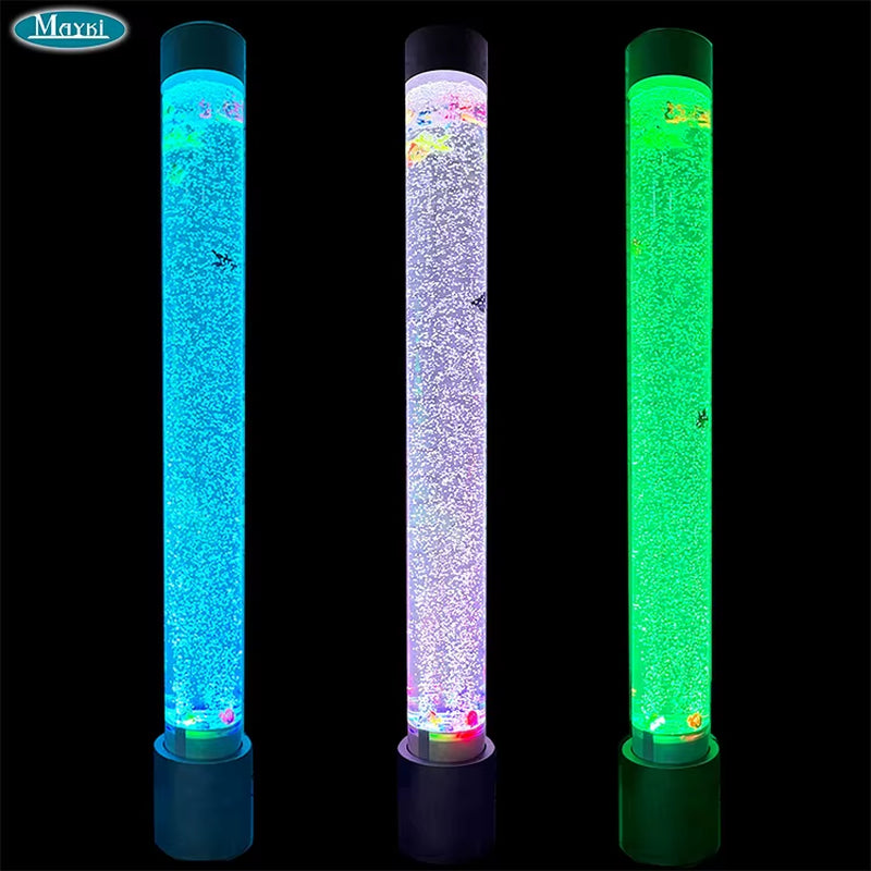Autism Sensory Therapy Free Standing Rgb Color Control Led Light Fish Lamp Acrylic Water Column Bubble Tube Sensory Equipment