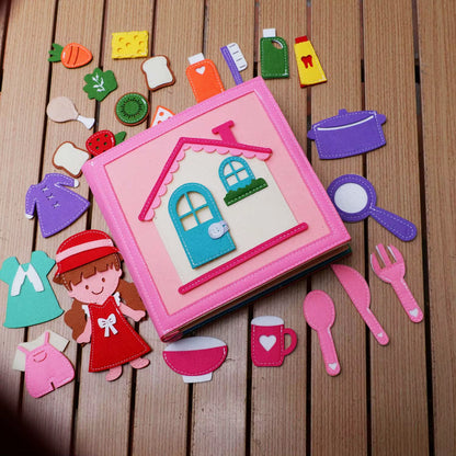 Montessori Quite Book Toys Preschool Activity Book Daily Life Skills Busy Book Autism Sensory Cloth Book Girls Gift for Todders