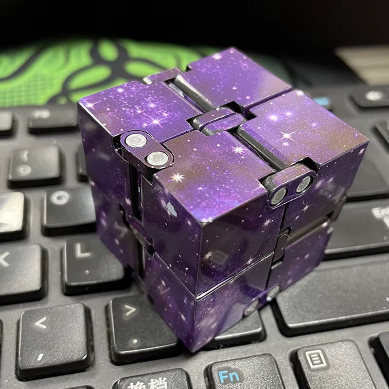 6PCS Infinity Cube Fidget Toy Galaxy Stress Relieving Handheld Infinite Flipping Sensory ADHD Autism Anxiety Toys Adults Kids