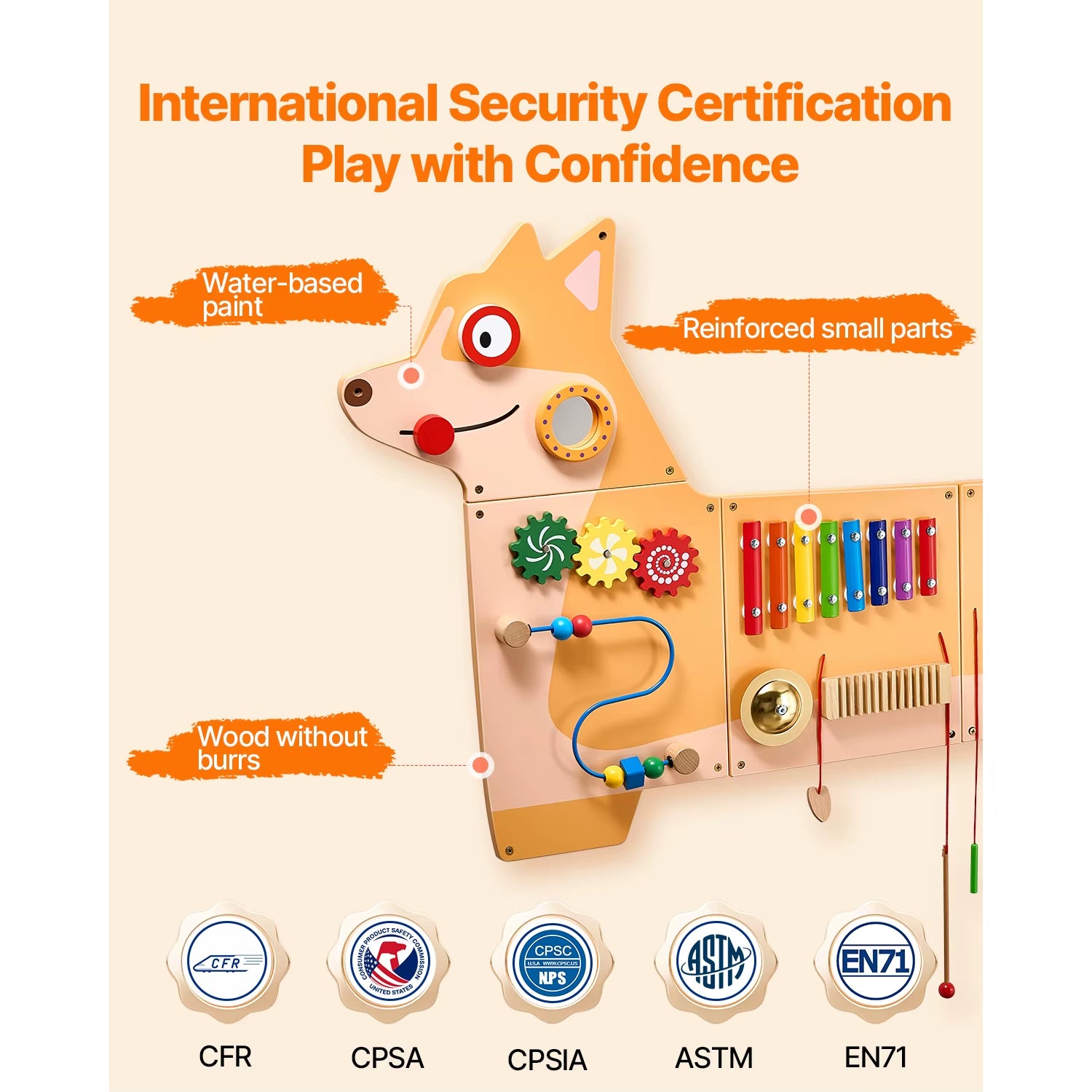 Puppy Kids Wall Busy Panels 12 Activities Board Montessori Sensory Learning Activity Center for Children Playroom Toys