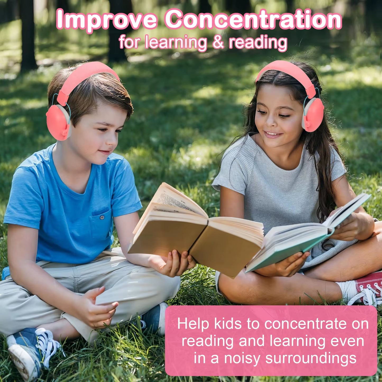 YHKEMA Noise Cancelling Headphones for Kids, SNR 27Db Safety Noise Reduction Ear Muffs for Autism Sensory &Concentration Aid