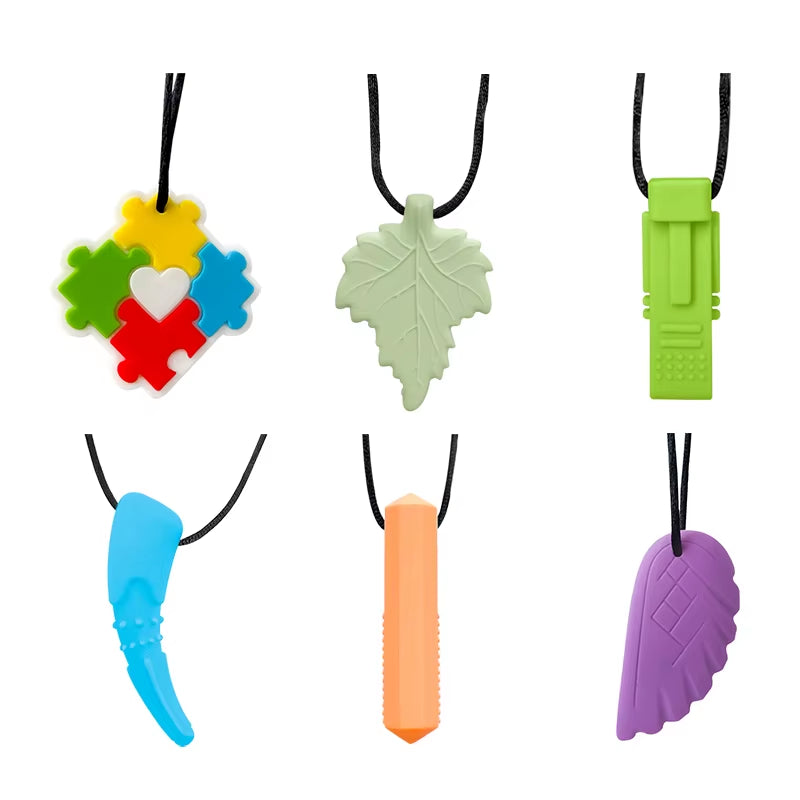 1Ps Baby Silicone Teether Kids Chew Necklace Sensory Chewy Pendant Oral Motor Toys Therapy Tools for Autism ADHD Chidren'S Goods