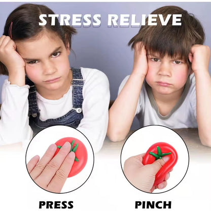 Tomato Squishy Stress Ball - Soft Fidget Sensory Toy for ADHD Autism, Slow Rebound Squeeze Toy for Adults Kids, Christmas Gift