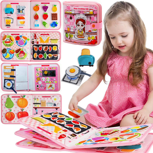 Montessori Quite Book Toys Preschool Activity Book Daily Life Skills Busy Book Autism Sensory Cloth Book Girls Gift for Todders