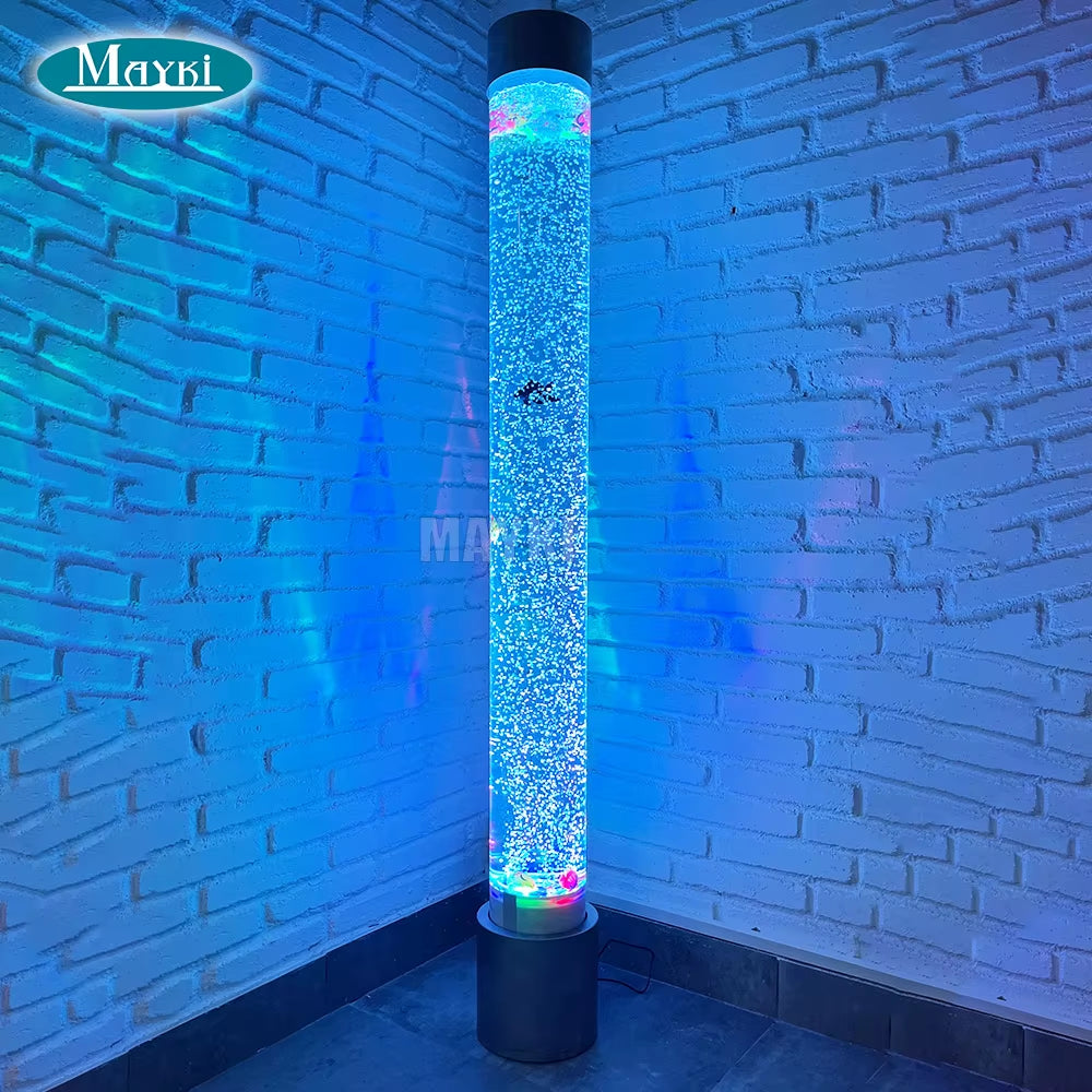 Autism Sensory Therapy Free Standing Rgb Color Control Led Light Fish Lamp Acrylic Water Column Bubble Tube Sensory Equipment