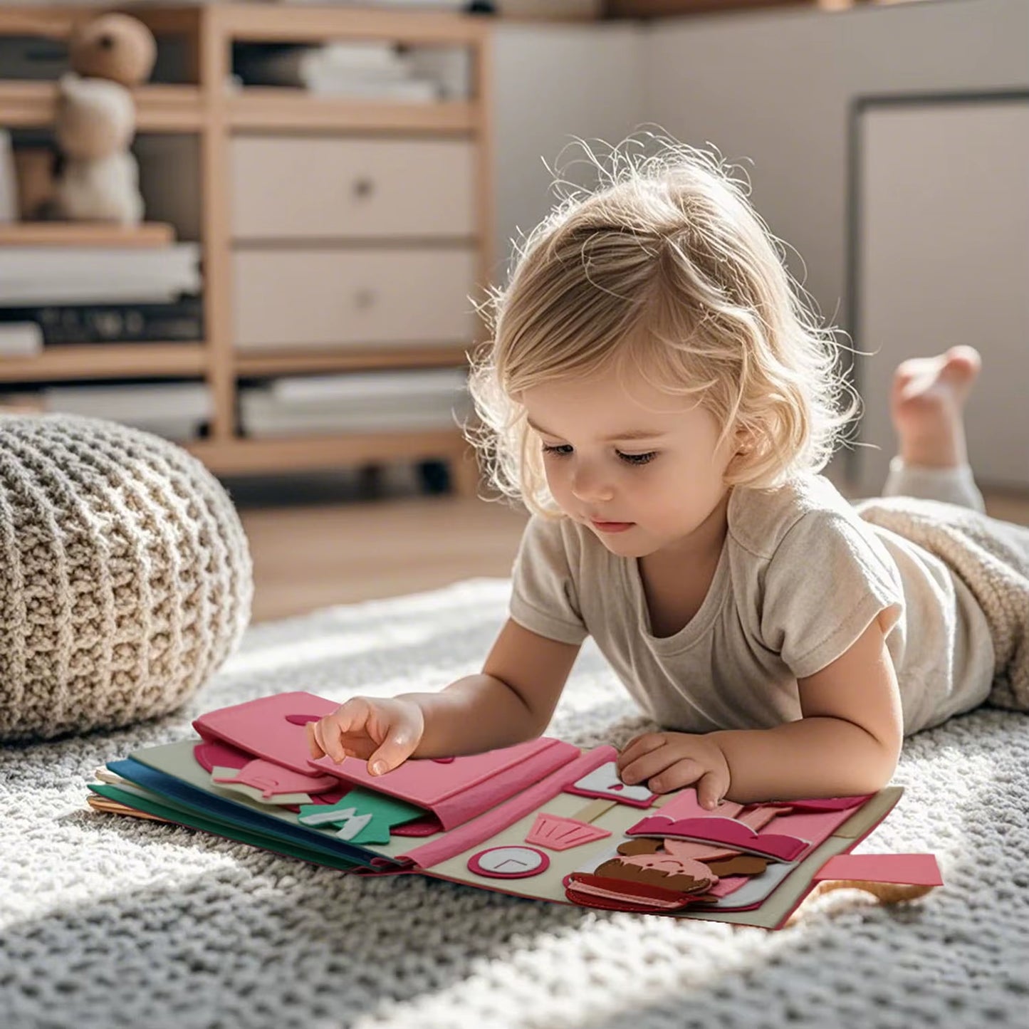 Montessori Quite Book Toys Preschool Activity Book Daily Life Skills Busy Book Autism Sensory Cloth Book Girls Gift for Todders