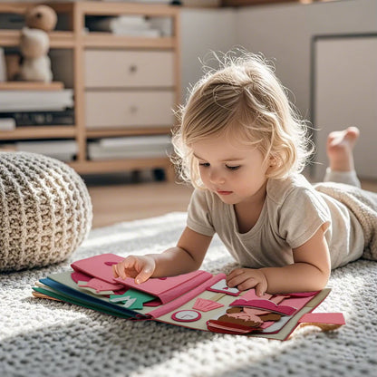 Montessori Quite Book Toys Preschool Activity Book Daily Life Skills Busy Book Autism Sensory Cloth Book Girls Gift for Todders