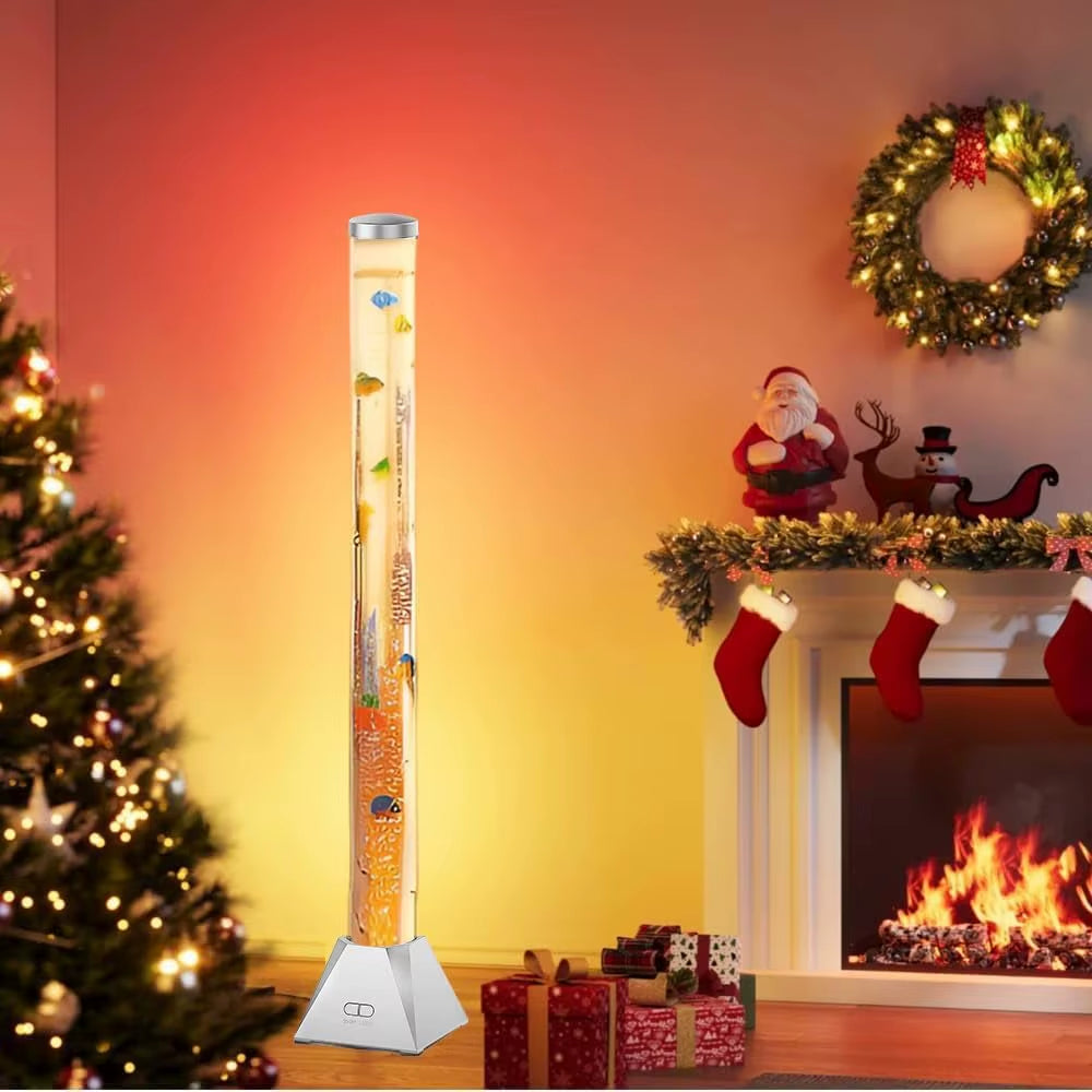 4FT Silver Sensory Bubble Tube Floor Lamp - Simulated Aquarium Mood Light for Home, Office, Autism Therapy