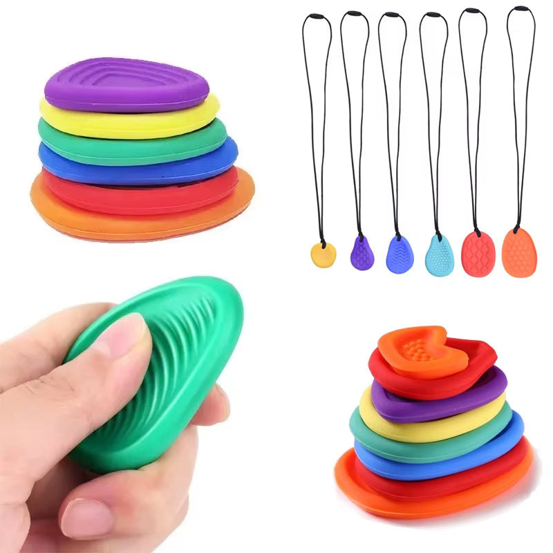 Baby Silicone Teether Kids Chew Necklace Sensory Chewy Pendant Oral Motor Toys Therapy Tools for Autism ADHD Chidren'S Goods