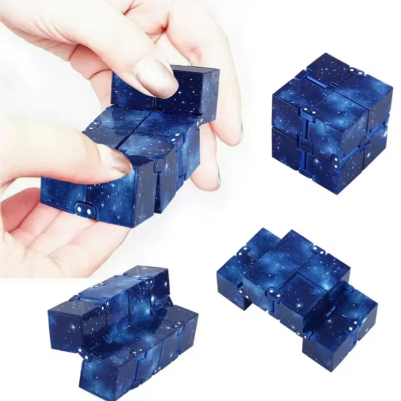 6PCS Infinity Cube Fidget Toy Galaxy Stress Relieving Handheld Infinite Flipping Sensory ADHD Autism Anxiety Toys Adults Kids