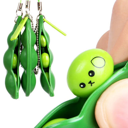 Fidget Toy Edamame Squeeze Keychain