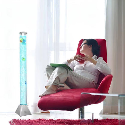 4FT Silver Sensory Bubble Tube Floor Lamp - Simulated Aquarium Mood Light for Home, Office, Autism Therapy