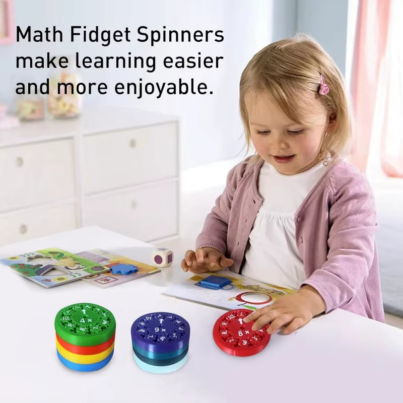 Math Fidget Spinner Sensory Toys Boys Girls Fingertip Game Math Fact Gyros Fidget ADHD Autism for Kids Gifts (Add or Minus)