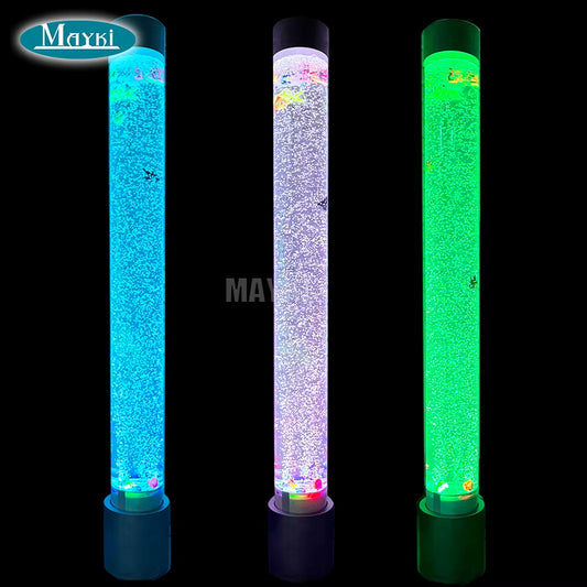 Autism Sensory Therapy Free Standing Rgb Color Control Led Light Fish Lamp Acrylic Water Column Bubble Tube Sensory Equipment