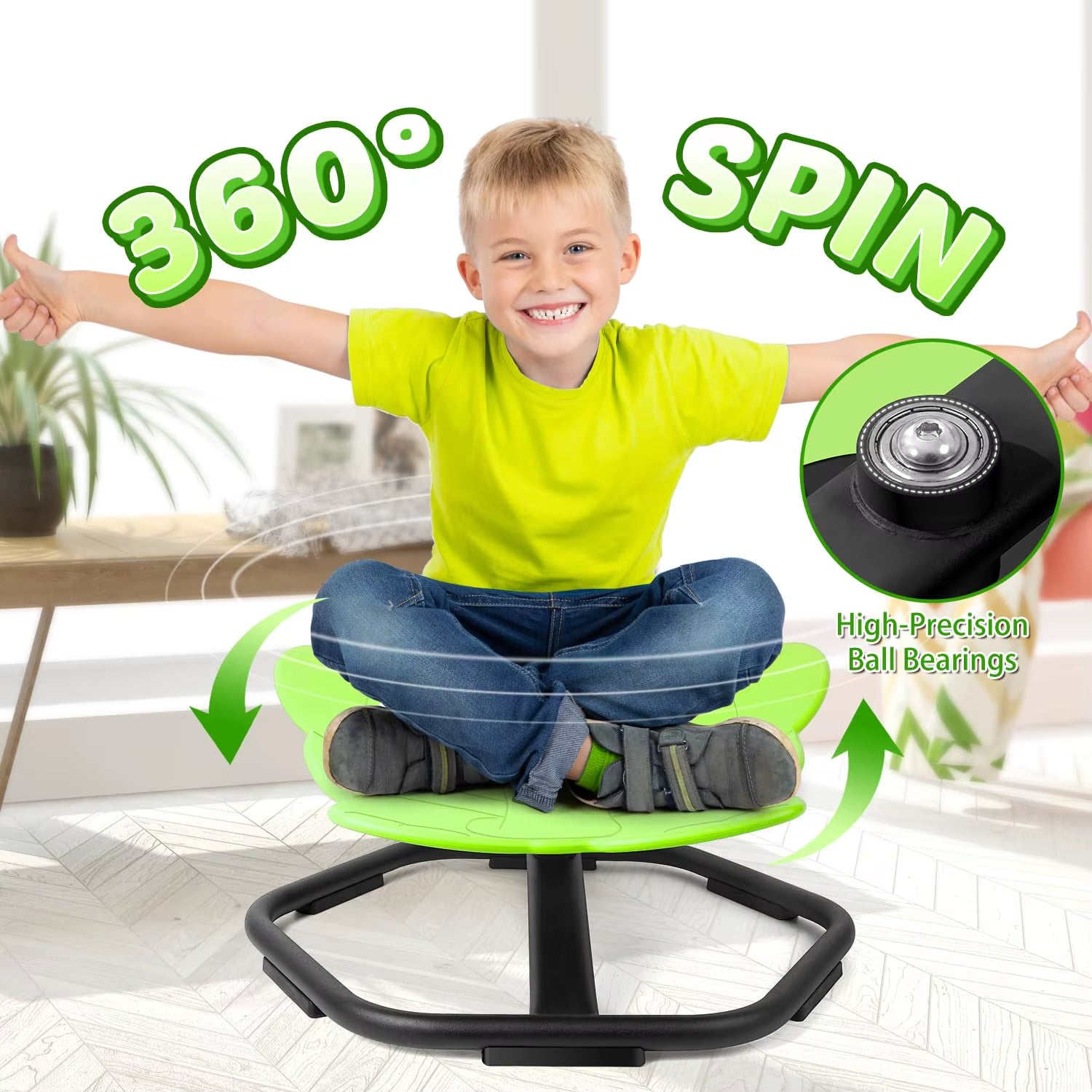 Swivel Chair- 360° Spinning Seat Autism Sensory Spin Toddler Sit ADHD Toy Play Equipment Relief Motion Sickness for Kids