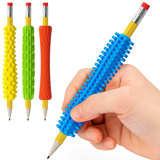 4-Pcs Textured Silicone Pencil Grips–Sensory Fidget Sleeves for Kids& Adults,Adhd &Autism Anxiety Relief
