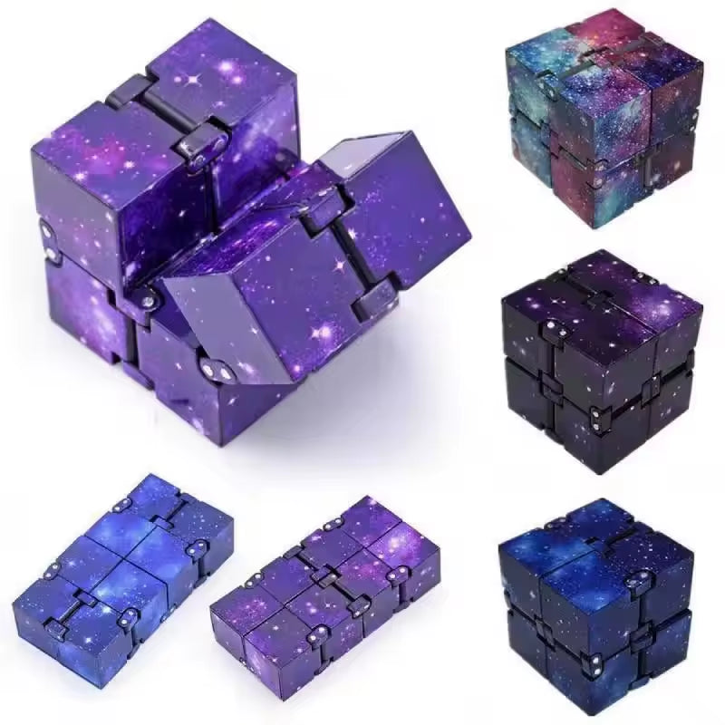 6PCS Infinity Cube Fidget Toy Galaxy Stress Relieving Handheld Infinite Flipping Sensory ADHD Autism Anxiety Toys Adults Kids