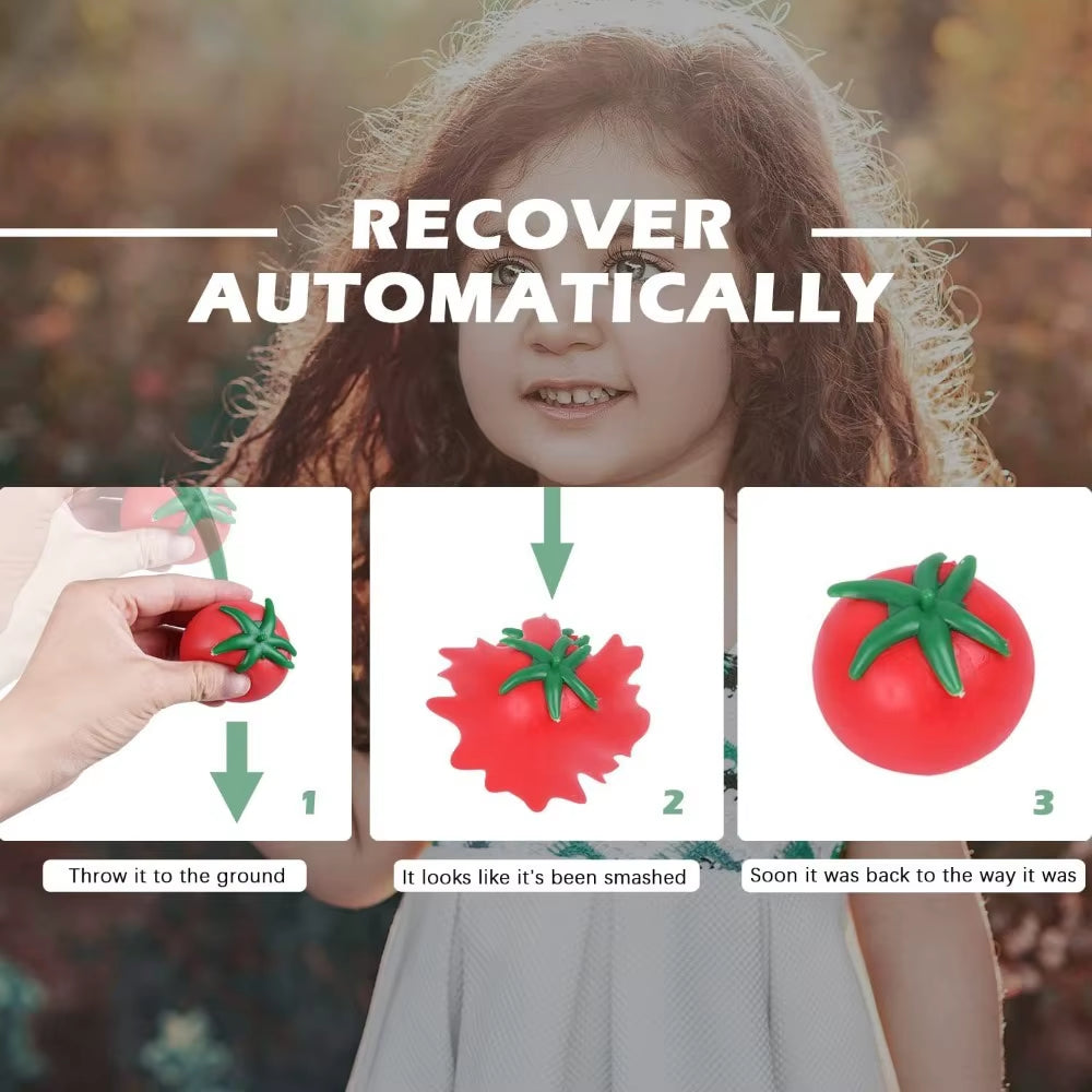 Tomato Squishy Stress Ball - Soft Fidget Sensory Toy for ADHD Autism, Slow Rebound Squeeze Toy for Adults Kids, Christmas Gift