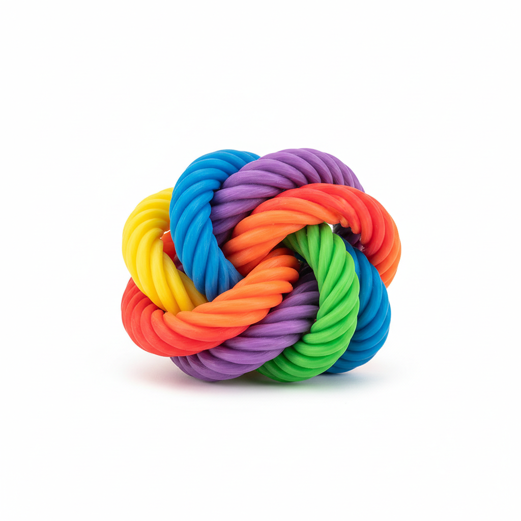 حبل تانجل ملون بألوان قوس قزح - لعبة فيدجت حسية للتوحد